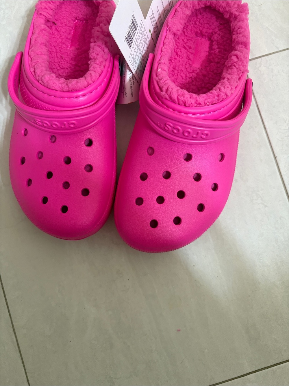 Crocs Kids' Classic Lined Clog - Hot Pink